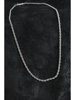 316L Çelik Burgu Zincir Model Gümüş Renk Erkek Kolye