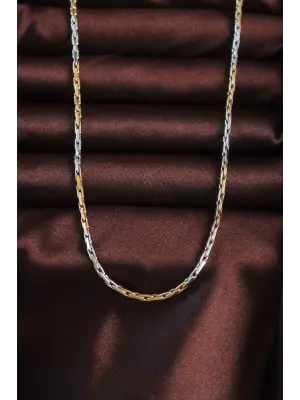 316L Çelik Çift Renk İnce Arnavut Zinciri Tasarımlı Kolye