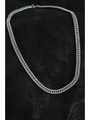 316L Çelik Cuba Zincir Model Gümüş Renk Erkek Kolye