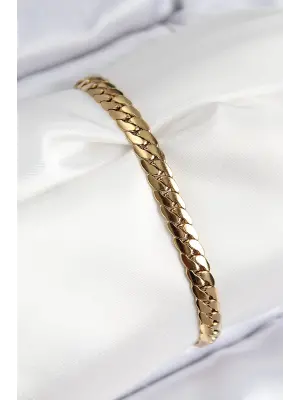 316L Çelik Ezme Zincir Model Gold Renk Kadın Bileklik
