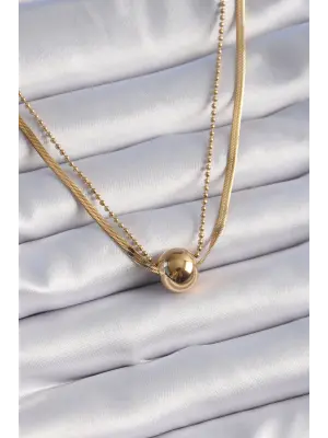  Altın 2li İtalyan Zincir Model Top Model  Çelik Kolye