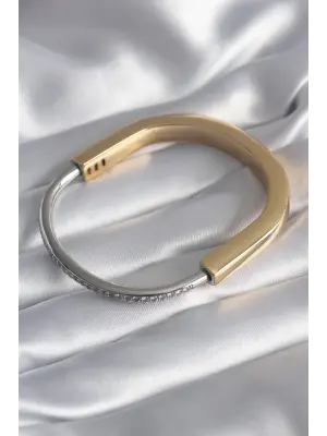 316L Çelik Gold Gümüş Renk Zirkon Taşlı Tiffany VIP Seri Kadın Kelepçe