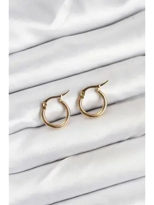 316L Çelik Gold Renk 12 mm Halka Kadın Küpe