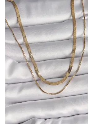  Altın  2Li İtalyan Zincir Model  Çelik Kolye