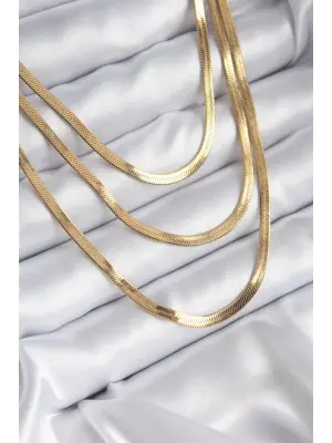  Altın  3lü İtalyan Zincir Model  Çelik Kolye