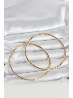 316L Çelik Gold Renk 70 mm Kadın Halka Küpe
