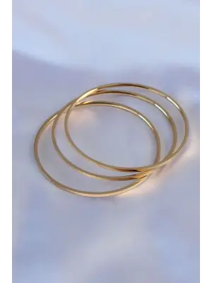 316L Çelik Gold Renk 3lü Ajda Model Kadın 60 mm Bilezik