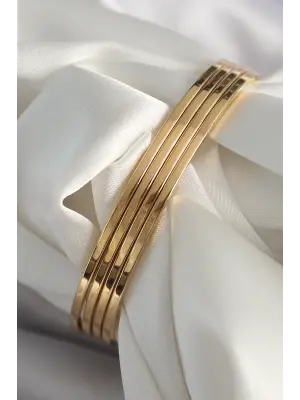 316L Çelik Gold Renk 4lü 60 mm Ajda Model Kadın Bilezik