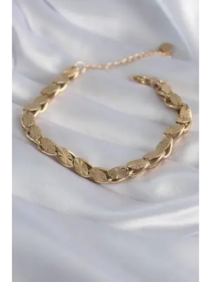 316L Çelik Gold Renk Arpa Lazer Kesim Kadın Bileklik