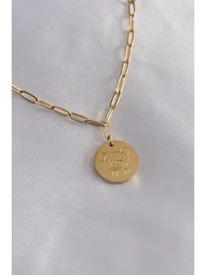  Altın  Ayıcık İşleme  Çelik Kolye