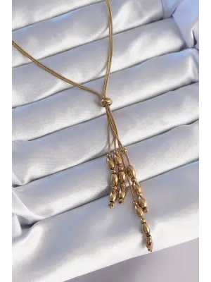  Altın  Boyu Ayarlanabilir Sallantılı Model Çelik Kolye