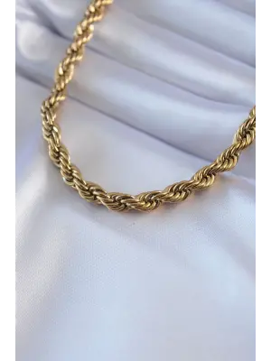 316L Çelik Gold Renk Burgu Model 45 cm Kadın Kolye