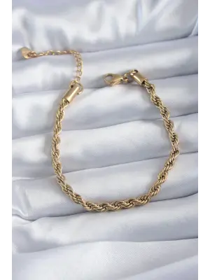 316L Çelik Gold Renk Burgu Model Kadın Bileklik
