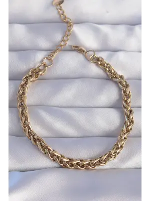 316L Çelik Gold Renk Burgu Zincir Bileklik