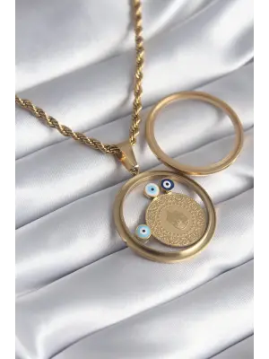  Altın  Burgu Zincir Çeyrek Figür Açılabilir Fanus Model  Çelik Kolye