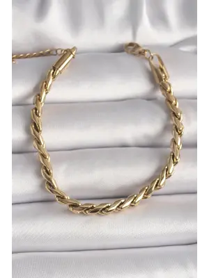 316L Çelik Gold Renk Burgu Zincir Kadın Bileklik