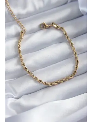 316L Çelik Gold Renk Burgu Zincir Model Kadın Bileklik