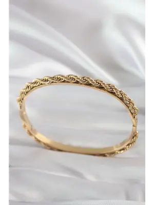 316L Çelik Gold Renk Burgu Zincir Model Kadın Kelepçe