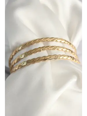 316L Çelik Gold Renk 65 mm Burma Ajda Model Kadın Bilezik