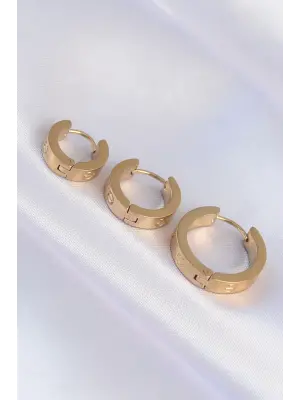   Altın Model 3lü Halka Küpe