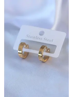 316L Çelik Gold Renk Cartier Model Zirkon Taş Detay Kadın Küpe