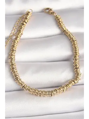 316L Çelik Gold Renk Çoklu Minimal Halka Model Kadın Bileklik