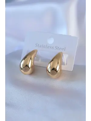 316L Çelik Gold Renk Damla Model Kadın Küpe