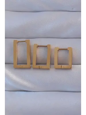  Altın Dikdörtgen Küpe Seti