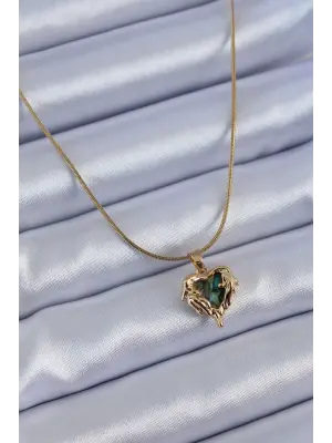316L Çelik Gold Renk Eriyen Kalp Model Kadın Kolye