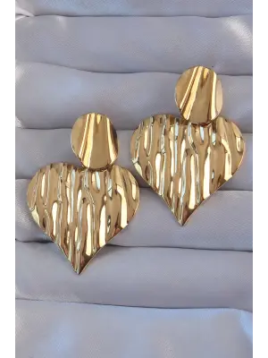   Altın Ezme Kalp Küpe