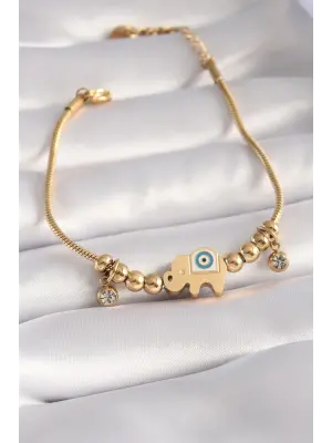 316L Çelik Gold Renk Fil Figür Kadın Bileklik