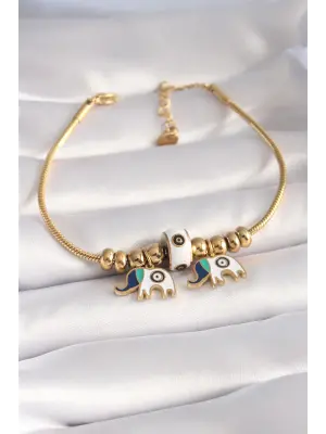 316L Çelik Gold Renk Fil Figür Kadın Bileklik