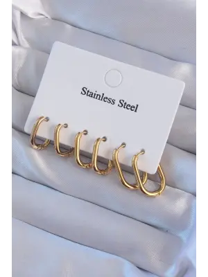   Altın Geometrik Küpe Seti