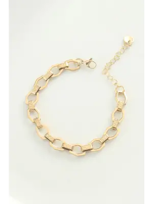 316L Çelik Gold Renk Geometrik Zincir Bileklik