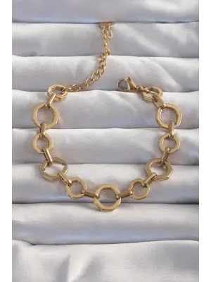 316L Çelik Gold Renk Geometrik Zincir Bileklik