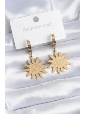   Altın Güneş Model Göz İşleme Çelik Küpe