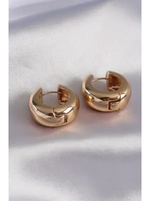 316L Çelik Gold Renk Halka Model Kadın Küpe