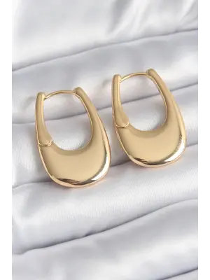 316L Çelik Gold Renk Halka Model Kadın Küpe