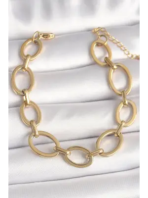 316L Çelik Gold Renk Halka Zincir Model Kadın Bileklik