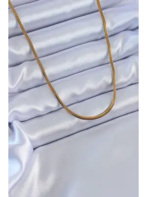  Altın  İnce İtalyan Zincir Model 60 cm  Çelik Kolye