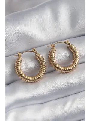   Altın İşleme Detay Halka Model Çelik Küpe