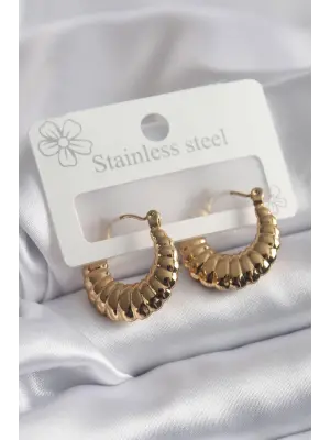   Altın İşleme Detay Çelik Küpe