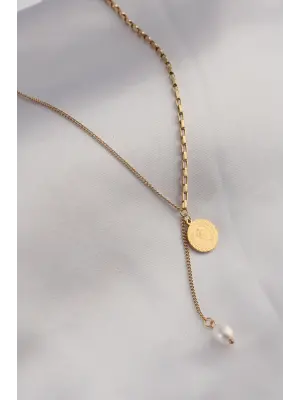 316L Çelik Gold Renk İşleme Sallantı Model Kadın Kolye