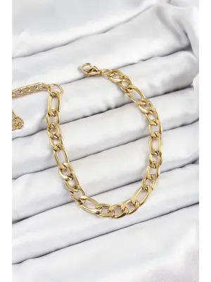316L Çelik Gold Renk Kalın Zincir Erkek Bileklik