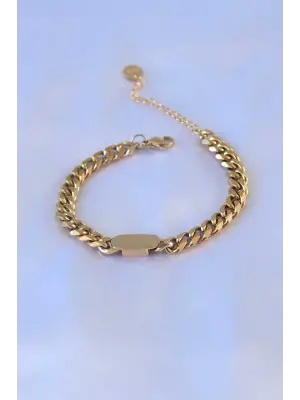 316L Çelik Gold Renk Kalın Zincir Model Kadın Bileklik