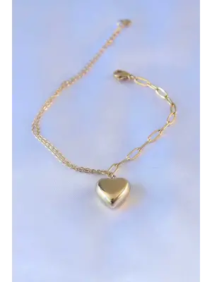 316L Çelik Gold Renk Kalp Figür 2li Zincir Model Kadın Bileklik