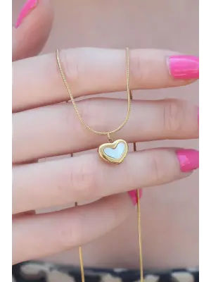 316L Çelik Gold Renk Kalp Figür Kadın Kolye