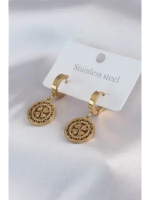   Altın Kalp Model İşleme Detay Çelik Küpe