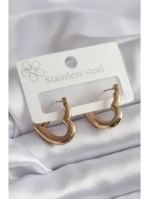   Altın Kalp Model Çelik Küpe