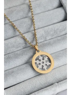 Altın Kar Tanesi Model Çelik Kolye